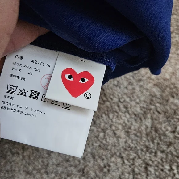 Comme des Garcons Blue Hoodie with Red Heart Patch - Picture 4 of 8